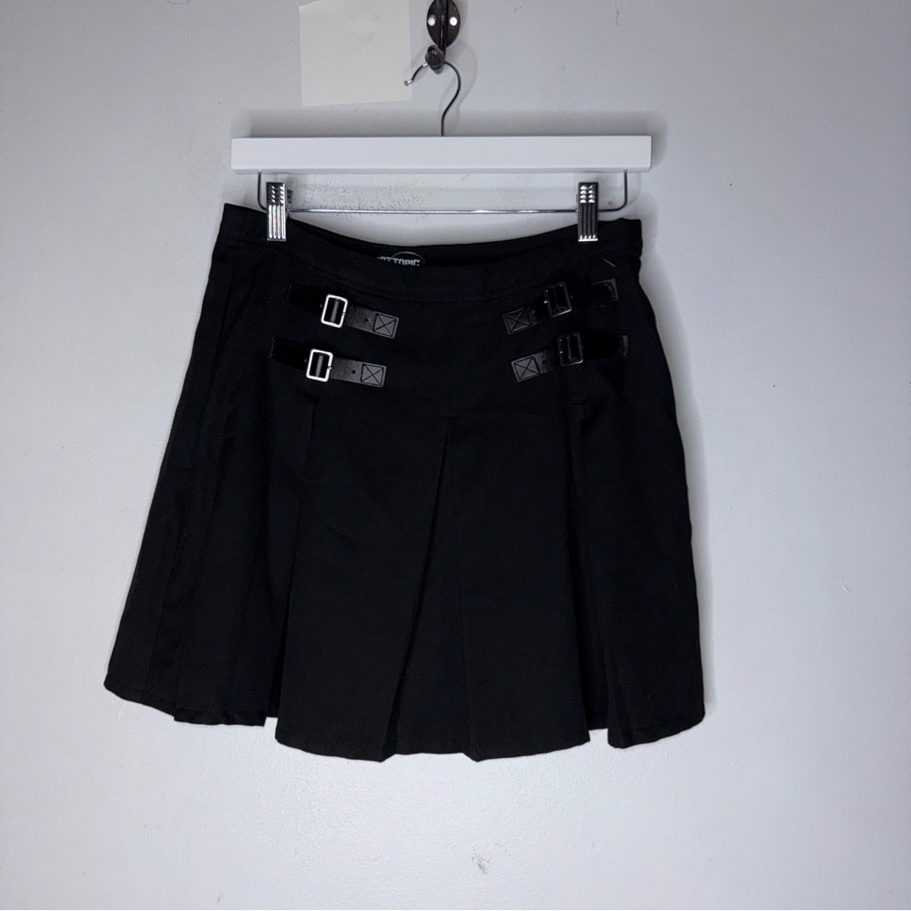Hot Topic Black Double Pleated Mini Skirt Grunge Dark Academia Women's M
